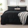 Andency Black Full Size Comforter Set with Sheets, 7 Pieces Bed in a Bag Bed Sets, Soft Fluffy Reversible Bedding Set with Comforter, Flat Sheet, Fitted Sheet, 2 Pillowcases, 2 Pillow Shams