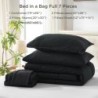 Andency Black Full Size Comforter Set with Sheets, 7 Pieces Bed in a Bag Bed Sets, Soft Fluffy Reversible Bedding Set with Comforter, Flat Sheet, Fitted Sheet, 2 Pillowcases, 2 Pillow Shams