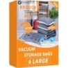 6 Large Vacuum Storage Bags,Space Saver Sealer Compression Bags for Blankets, Comforters, Pillows, Clothes Storage