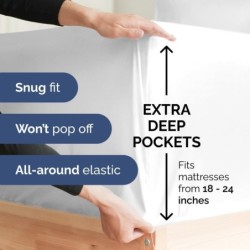 Extra Deep Pocket King Sheets - 4 Piece Breathable & Cooling Bed Sheets - Hotel Luxury Bed Sheet Set - Soft, Wrinkle Free & Comfy - Easily Fits Extra Deep Mattresses - Deep Pocket White Sheets Set