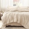 Anluoer Queen Comforter Set, Beige Tufted Bed in a Bag 7 Pieces with comforters and Sheets, All Season Bedding Sets with 1 Comforter, 2 PillowShams, 2 Pillowcases, 1 Flat Sheet, 1 Fitted Sheet