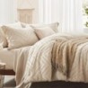 Anluoer Queen Comforter Set, Beige Tufted Bed in a Bag 7 Pieces with comforters and Sheets, All Season Bedding Sets with 1 Comforter, 2 PillowShams, 2 Pillowcases, 1 Flat Sheet, 1 Fitted Sheet