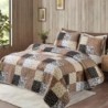 Mybedsoul Khaki Quilt Set King Size Quilt Bedding Set Brown Plaid,3 Pieces Patchwork Floral Patchwork Reversible Bedspread Coverlet Set for All Season,Soft Microfiber Bedding Set King 90"X104"