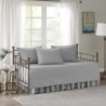 Comfort Spaces Daybed Cover - Luxe Double Sided-Quilting, All Season Cozy Bedding with Bedskirt, Matching Shams, Kienna Grey 75"x39" 5 Piece,100% Microfiber