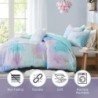 Intelligent Design Twin Comforter Set, Watercolor Twin Bedding Sets, Tie Dye Comforter Set for Teen Girl & Boys, 3 Pieces Cassiopeia Comforter, Sham, Throw Pillow Twin/Twin XL Pink/Blue