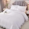 Andency White Comforter Full Size, 3 Pieces Solid Farmhouse Shabby Chic Ruffle Bedding Sets, All Season Soft Lightweight Comfy Down Alternative Bed Set for Girls Teens Men Women