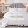 Andency White Comforter Full Size, 3 Pieces Solid Farmhouse Shabby Chic Ruffle Bedding Sets, All Season Soft Lightweight Comfy Down Alternative Bed Set for Girls Teens Men Women