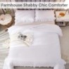 Andency White Comforter Full Size, 3 Pieces Solid Farmhouse Shabby Chic Ruffle Bedding Sets, All Season Soft Lightweight Comfy Down Alternative Bed Set for Girls Teens Men Women