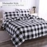 Andency Black Plaid Comforter Set Queen Size (90x90 Inch), 3 Pieces (1 Gingham Comforter and 2 Pillowcases), Summer Lightweight Microfiber Buffalo Check Down Alternative Comforter Set