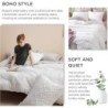 Bedsure Queen Comforter Set - White Comforter, Boho Tufted Shabby Chic Bedding Comforter Set, 3 Pieces Vintage Farmhouse Bed Set for All Seasons, Fluffy Soft Bedding Set with 2 Pillow Shams