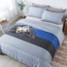 Andency Full Size Blue Comforter Set (79x90 Inch), 3 Pieces Gray and Blue Patchwork Striped Comforter, Soft Microfiber Down Alternative Comforter Bedding Set Bed in a Bag with Corner Loops