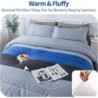 Andency Full Size Blue Comforter Set (79x90 Inch), 3 Pieces Gray and Blue Patchwork Striped Comforter, Soft Microfiber Down Alternative Comforter Bedding Set Bed in a Bag with Corner Loops