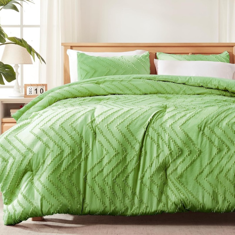 Cosybay Full Size Comforter Sets - Green Boho Tufted Bedding Comforter Sets, 3 Pieces Full Size Bed Set with 1 Comforter(82"x86") & 2 Pillow Shams(20"x26"), All Season Down Alternative Bedding Sets