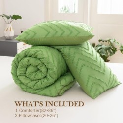 Cosybay Full Size Comforter Sets - Green Boho Tufted Bedding Comforter Sets, 3 Pieces Full Size Bed Set with 1 Comforter(82"x86") & 2 Pillow Shams(20"x26"), All Season Down Alternative Bedding Sets