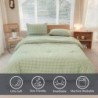 NSNLGSGC Queen Comforter Set, Sage Green Gingham Bedding Comforter Sets, Green Grid Bed Comforter 3 Pieces (1 Comforter, 2 Pillowcases)