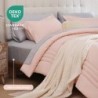 Smoofy Queen Comforter Set with Sheets 7 Pieces, Pink Bedding Queen Size with Vertical Stripe, Bed in a Bag Queen for All Seasons, Lightweight Fluffy Queen Bed Set with Sheets, Pillowcases & Shams