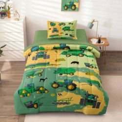 Twin Construction Bedding Set for Boys Kids Farm Tractor Bedding 4 Pieces Cars Twin Comforter Set for Boys, Twin Truck Bed in a Bag Set Boys