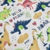 Dinosaur Crib Bedding Set - 3 Pieces White Dino Baby Quilted Crib Comforter with Crib Fitted Sheet and Crib Skirt for Boys Girls Cute Colorful Baby Bed Set with Red Green Brown Navy Dinosaurs