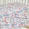 Dinosaur Crib Bedding Set - 3 Pieces White Dino Baby Quilted Crib Comforter with Crib Fitted Sheet and Crib Skirt for Boys Girls Cute Colorful Baby Bed Set with Red Green Brown Navy Dinosaurs