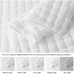 WDCOZY White King Size Quilt Bedding Sets with Pillow Shams, Lightweight Soft Bedspread Coverlet, Quilted Blanket Thin Comforter Bed Cover, All Season Summer Spring, 3 Pieces, 104x90 inches