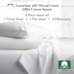 California Design Den 100% Cotton Sheets, Softest Queen Sheet Set, Cooling Sheets for Bed with Deep Pockets, 400 Thread Count Sateen, Bedding Sheets & Pillowcases, Queen Sheets (Sage Green)