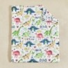 Dinosaur Crib Bedding Set - 3 Pieces White Dino Baby Quilted Crib Comforter with Crib Fitted Sheet and Crib Skirt for Boys Girls Cute Colorful Baby Bed Set with Red Green Brown Navy Dinosaurs