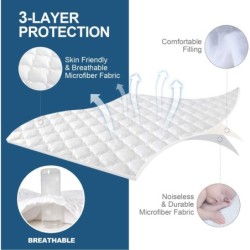 Queen Mattress Pad Thick Quilted Mattress Topper Air Mattress Cover, Super Soft Breathable and Noiseless Down Alternative Fiber Extra Thick Mattress Pad with Deep Pocket Fits up to 23 Inch Mattress