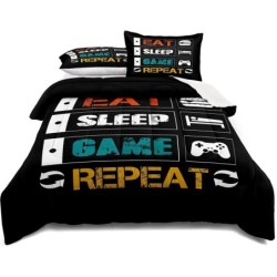 lris Bedding Gaming Comforter Set Twin Size for Boys Kids Game Room Decor Video Game Gamer Comforter Teens Bedroom Gamepad Bedding Set All Season (A08, Queen)…