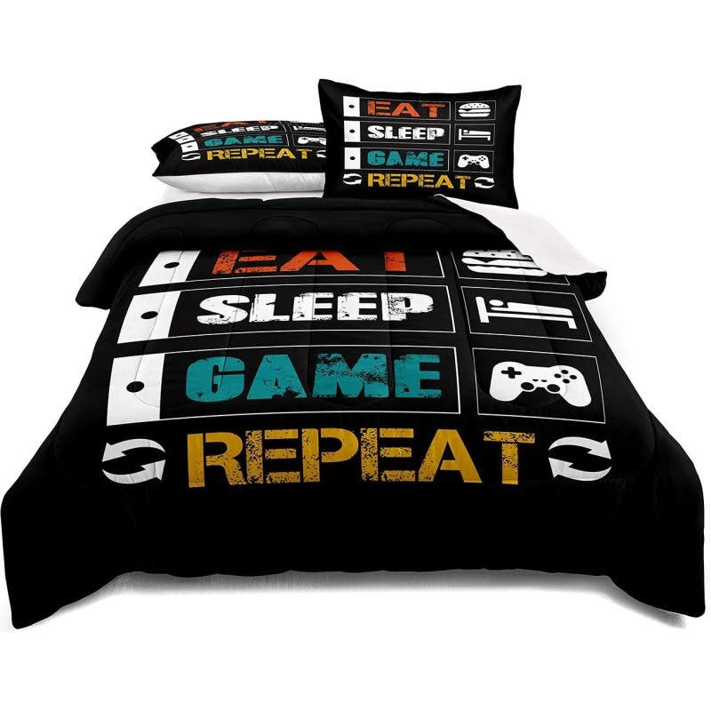 lris Bedding Gaming Comforter Set Twin Size for Boys Kids Game Room Decor Video Game Gamer Comforter Teens Bedroom Gamepad Bedding Set All Season (A08, Queen)…