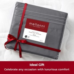 Mellanni Iconic King Sheet Set - 6-Piece Bed Sheets, (Including 4 Pillowcases), 16-Inch Deep Pocket, Easy Care, Extra Soft, Cooling Sheets, Brushed Microfiber - Gray