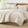 Litanika King Size Comforter Set Beige, 3 Pieces Lightweight Tufted Bedding Comforter Set Cream, All Season Down Alternative Comforter Fluffy Bed Set Gift Choice