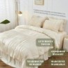 Queen Comforter Set Wheat Bedding - Ruched Comforter Queen Size Bed Set Boho Shabby Chic Bedding for Bedroom Comforter Fluffy 3 Piece Ruffle Comforter Set with Pillow White Bedding Soft