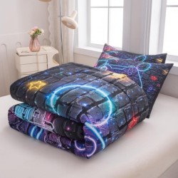 MWMWMW Gamer Bedding Set for Boys Kids, Boys Comforter Set Full Size, Kids Comforter Set for Boys Teens, Boys Full Size Bedding Sets, Gaming Bedding Sets with 2 Pillowcases for Boys Bedroom Decor