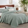 Bedsure Boho Quilt Queen Size Sage Green, Modern Geometric Stitched Pattern, Ultra Soft and Lightweight Bedding Set, 3 Pieces, 1 Quilt and 2 Pillow Shams