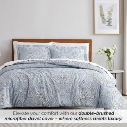 Southshore Fine Living, Inc. Oversized Full/Queen Size Comforter Bedding Set, Boho Bedding, Paisley Print Bedspread, Full Size/Queen Bed Comforter Set with 2 Matching Shams, Pure Melody Aqua