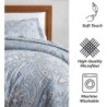 Southshore Fine Living, Inc. Oversized Full/Queen Size Comforter Bedding Set, Boho Bedding, Paisley Print Bedspread, Full Size/Queen Bed Comforter Set with 2 Matching Shams, Pure Melody Aqua