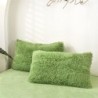 Fluffy Duvet Cover Set Full Size Green Ultra Soft Shaggy Fluffy Comforter Cover Set Fuzzy Quilt Cover Set Bedding Set 3Pcs (1Duvet Cover + 2Pillow Shams) with Zipper Closure Avocado Green