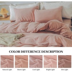 NEXHOME PRO Duvet Cover Set Kids Twin Size Linen Feel Textured Organic Natural 100% Washed Cotton Duvet Cover 2 Pieces Bedding Set with Zipper Closure, Breathable, Soft, Pink (No Comforter)