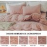 NEXHOME PRO Duvet Cover Set Kids Twin Size Linen Feel Textured Organic Natural 100% Washed Cotton Duvet Cover 2 Pieces Bedding Set with Zipper Closure, Breathable, Soft, Pink (No Comforter)