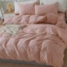 NEXHOME PRO Duvet Cover Set Kids Twin Size Linen Feel Textured Organic Natural 100% Washed Cotton Duvet Cover 2 Pieces Bedding Set with Zipper Closure, Breathable, Soft, Pink (No Comforter)