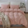 NEXHOME PRO Duvet Cover Set Kids Twin Size Linen Feel Textured Organic Natural 100% Washed Cotton Duvet Cover 2 Pieces Bedding Set with Zipper Closure, Breathable, Soft, Pink (No Comforter)