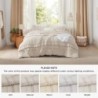 Bedsure Tufted Boho Comforter Set Queen Size, Beige Strip Boho Bedding Comforter Set, 3 Pieces Vintage Farmhouse Embroidery Bed Set for All Seasons, Soft Shabby Chic Bedding Set with 2 Pillowcases