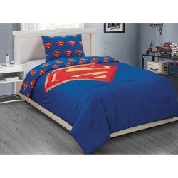 Superhero Bedding Set with Beach Towel, Fleece Blanket, Bedspread Set, and Curtain Set for Kids - Marvel, DC Comics, Justice League, and Avengers Theme (Twin Blue Comforter Set)