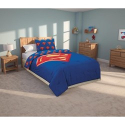 Superhero Bedding Set with Beach Towel, Fleece Blanket, Bedspread Set, and Curtain Set for Kids - Marvel, DC Comics, Justice League, and Avengers Theme (Twin Blue Comforter Set)