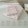 EAVD Vintage Style Garden Pink Floral Duvet Cover Queen 100% Cotton White Pink Floral Bedding Set for Girls Women Chic Shabby Boho Botanical Floral Comforter Cover with Zipper Closure 4 Ties