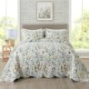 Travan 3-Piece Quilt Set Quilted Bedspread Lightweight Coverlet Set Garden Style Floral Printed Oversized Quilted Bedding Set with Shams for All Season, Exquisite, King Size