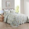 Travan 3-Piece Quilt Set Quilted Bedspread Lightweight Coverlet Set Garden Style Floral Printed Oversized Quilted Bedding Set with Shams for All Season, Exquisite, King Size