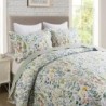 Travan 3-Piece Quilt Set Quilted Bedspread Lightweight Coverlet Set Garden Style Floral Printed Oversized Quilted Bedding Set with Shams for All Season, Exquisite, King Size