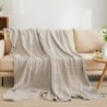 PHF 100% Cotton Waffle Weave Blanket King Size for Bed, Lightweight Washed Cotton Blanket - 108"x90" Aesthetic Soft Woven and Breathable Blanket for Sofa Home Decor - Oatmeal