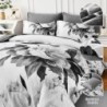 Dobuyly Grey Queen Comforter Set 7 Piece Bed in a Bag, Gray Floral Printed on White Comforter Set with Sheets, Soft Microfiber Botanical Farmhouse Bedding Set for All Season